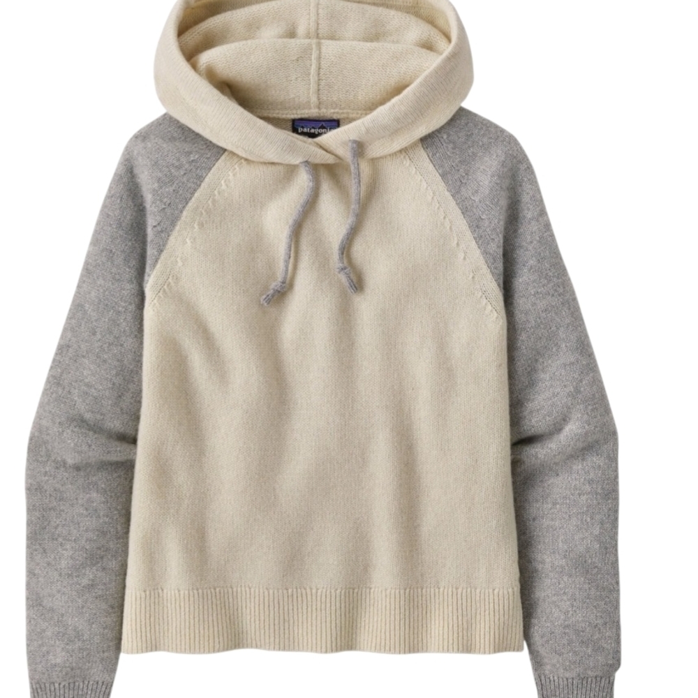 Patagonia Women's Wool Blend Hooded Pullover M Sweater Cream&Gray NEW Orig 169. - Picture 6 of 15